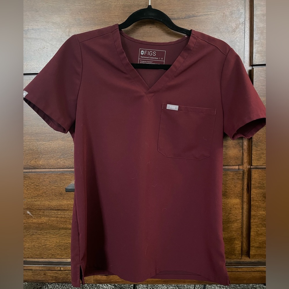Figs Catarina Scrub Top, Burgundy, S